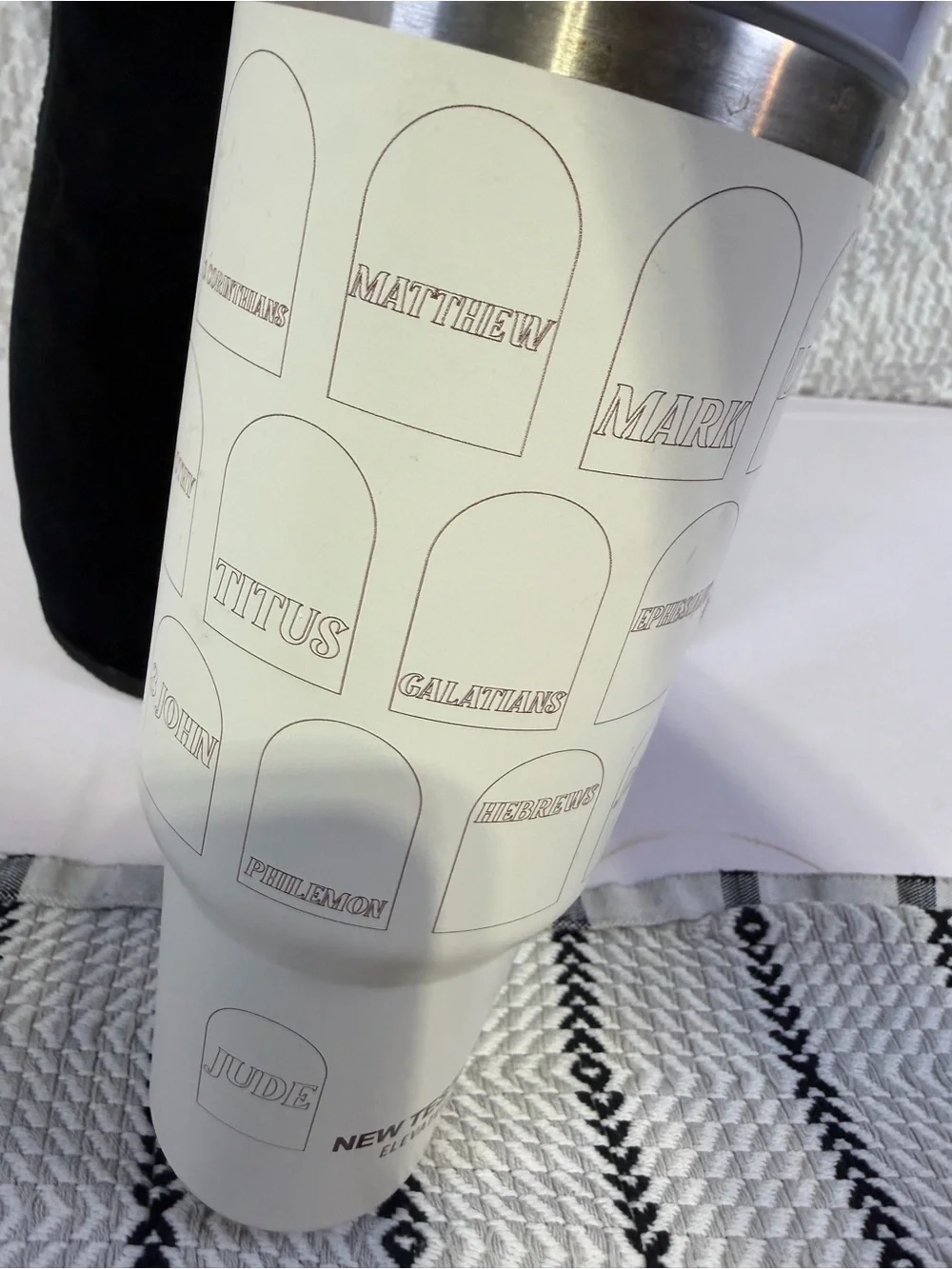 New Testament Cream Travel Mug with Handle
